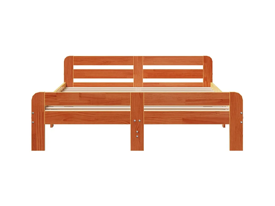 Massivholzbett ohne Matratze Wachsbraun 150x200 cm Kiefernholz