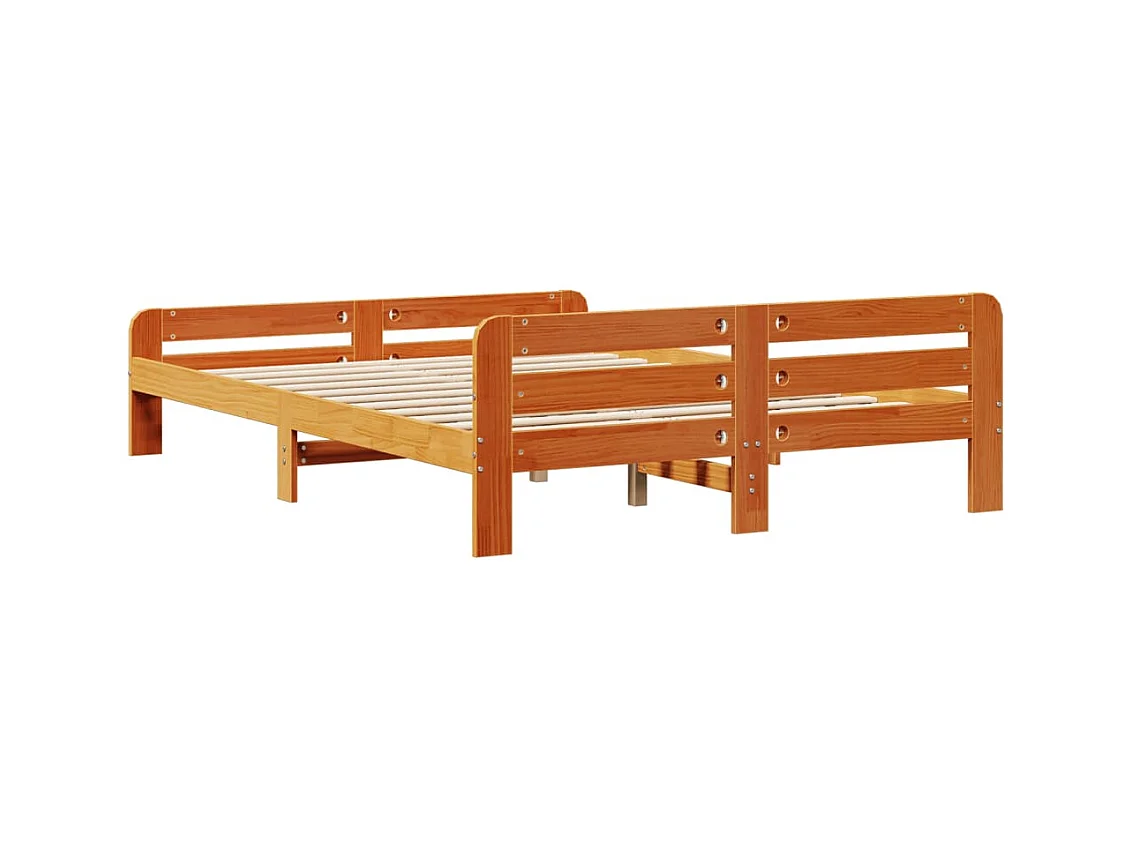 Massivholzbett ohne Matratze Wachsbraun 150x200 cm Kiefernholz