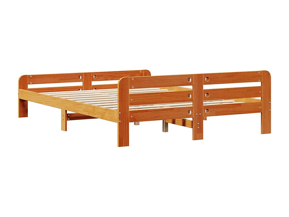 Bedframe zonder matras massief grenenhout wasbruin 150x200 cm