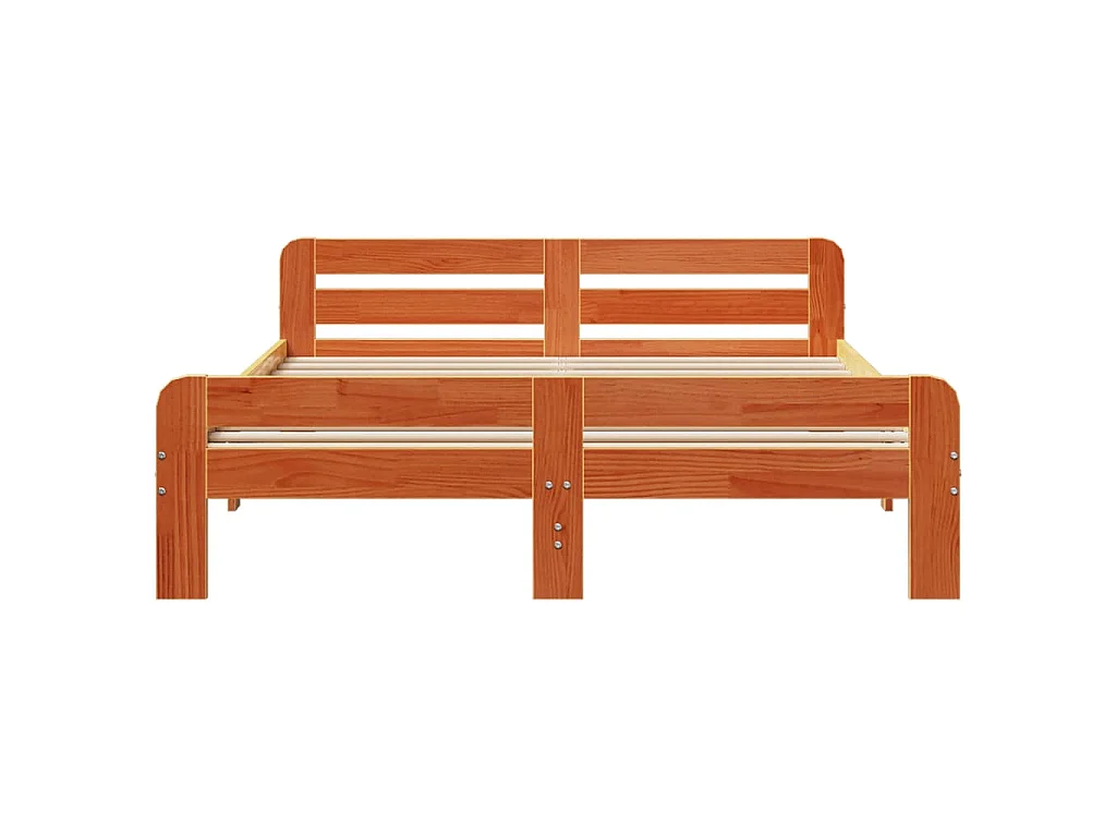 Cadre de lit sans matelas cire marron 150x200cm bois pin massif
