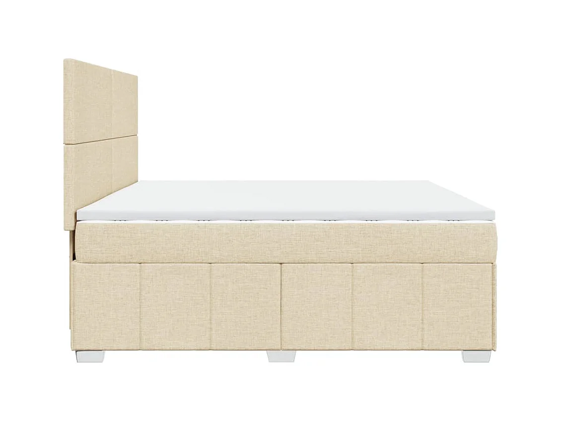Sommier à lattes de lit avec matelas Crème 200x200 cm Tissu