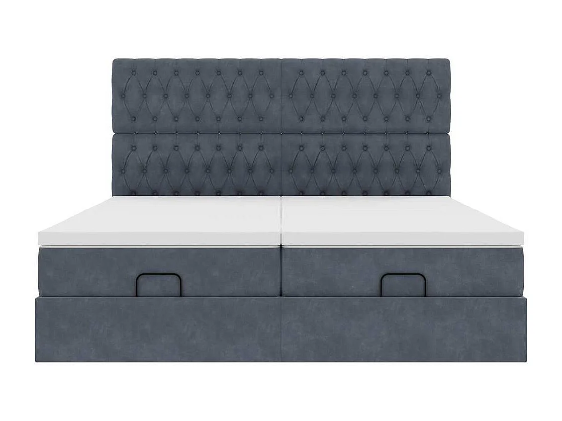 Cadre de lit ottoman avec matelas gris foncé 200x200 cm velours