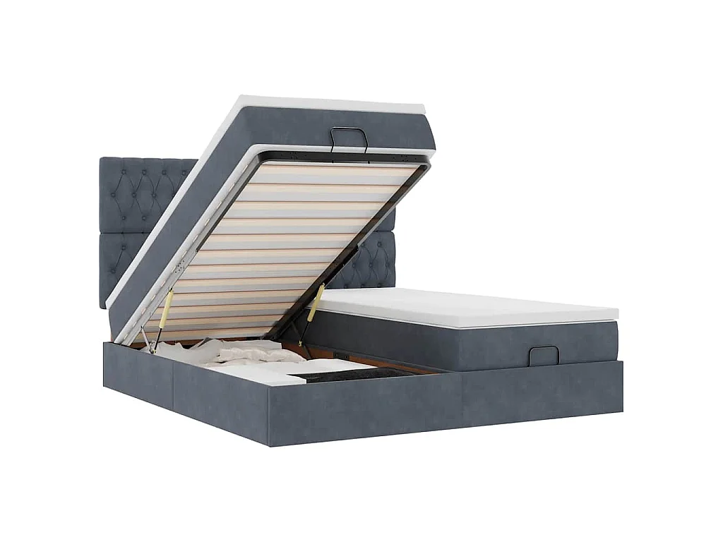 Ottoman bed met matrassen en LED's 200x200cm fluweel