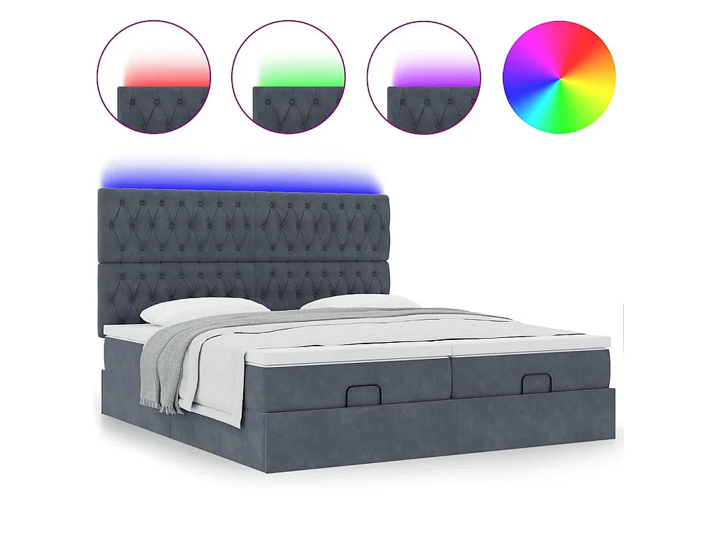 Ottoman bed met matrassen en LED's 200x200cm fluweel