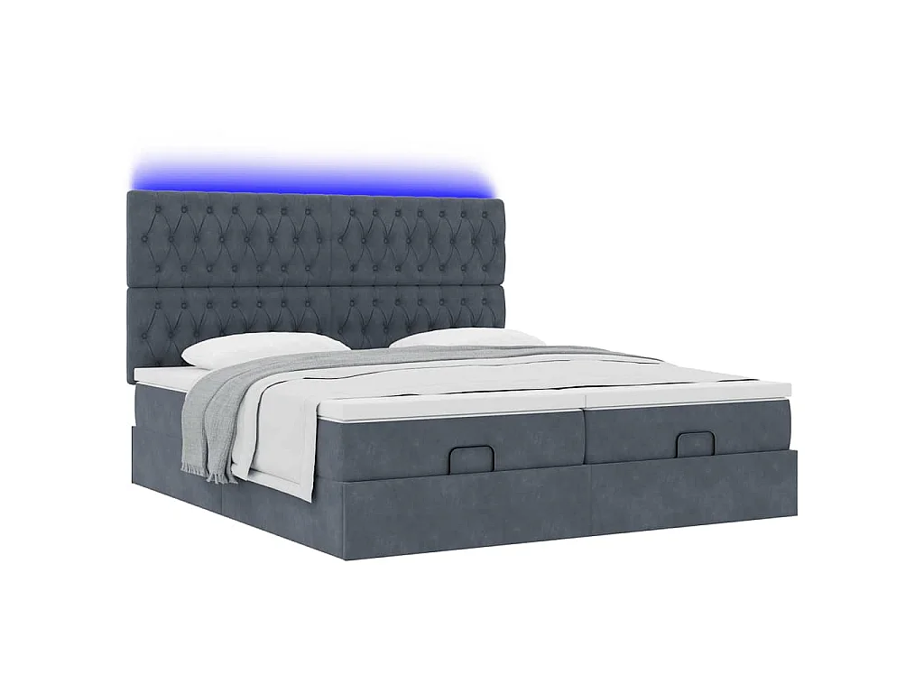 Ottoman bed met matrassen en LED's 200x200cm fluweel