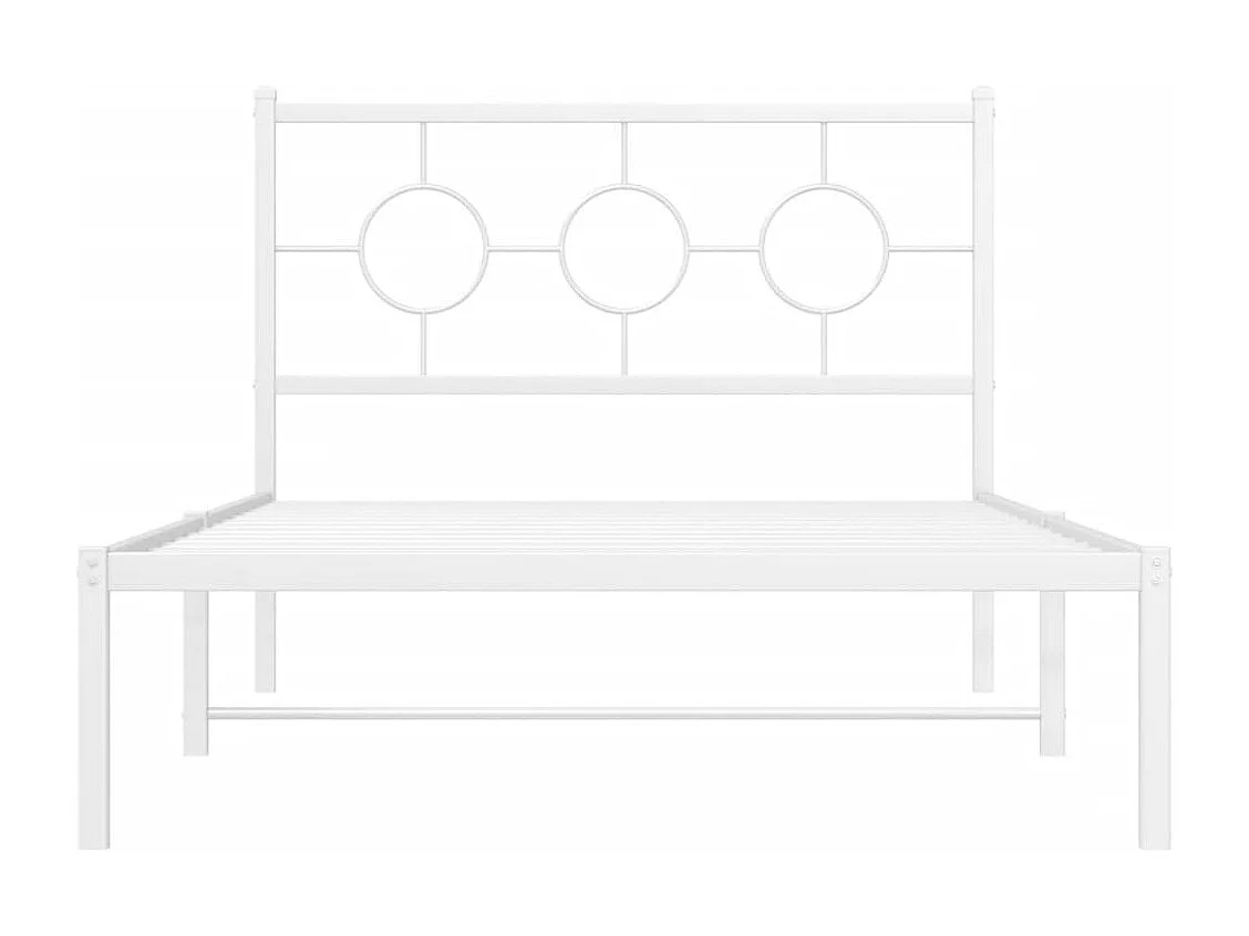 Cadre de lit métal sans matelas et tête de lit blanc 107x203 cm