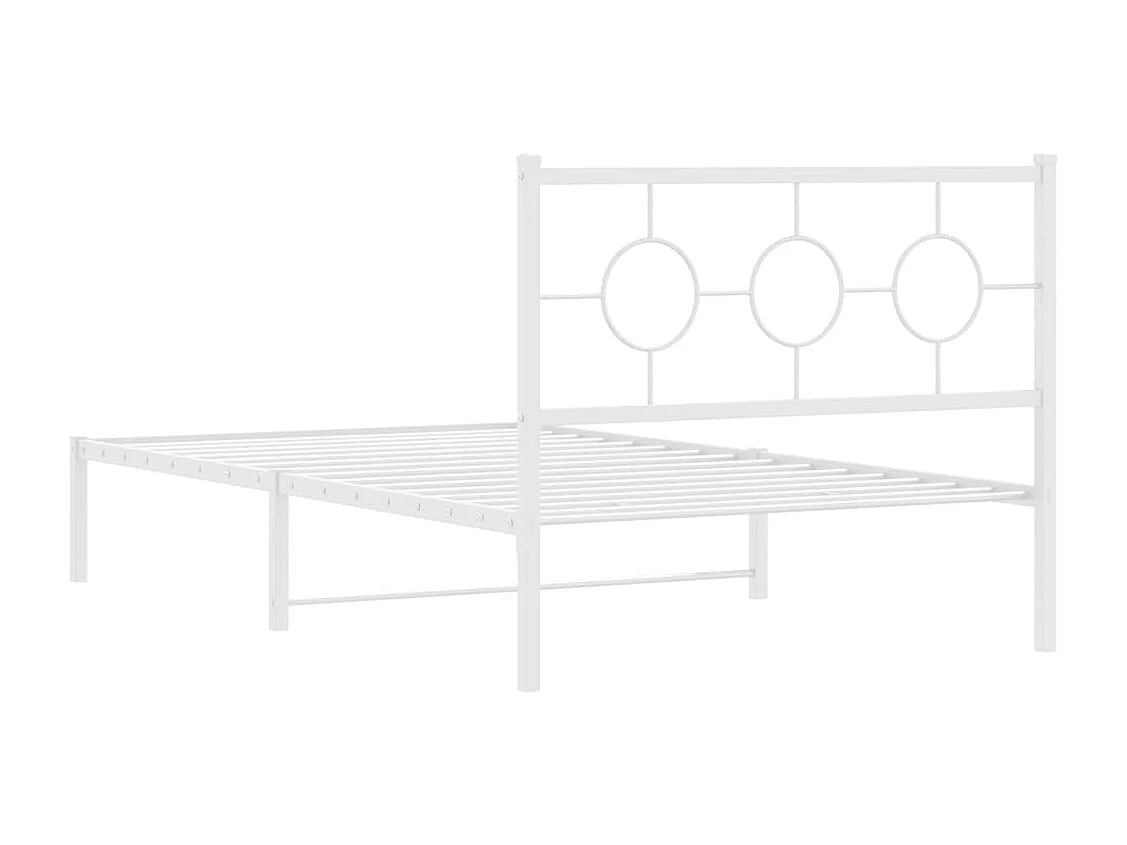 Bettgestell mit Kopfteil Metall Weiß 107x203 cm