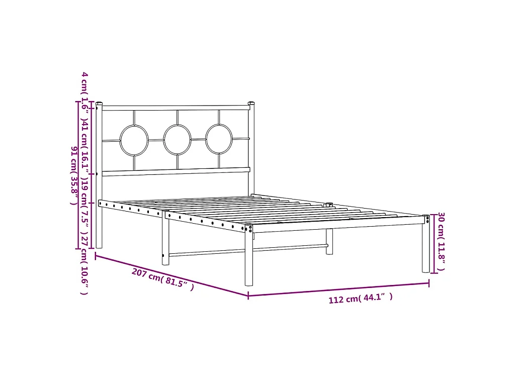 Giroletto con Testiera Metallo Bianco 107x203 cm