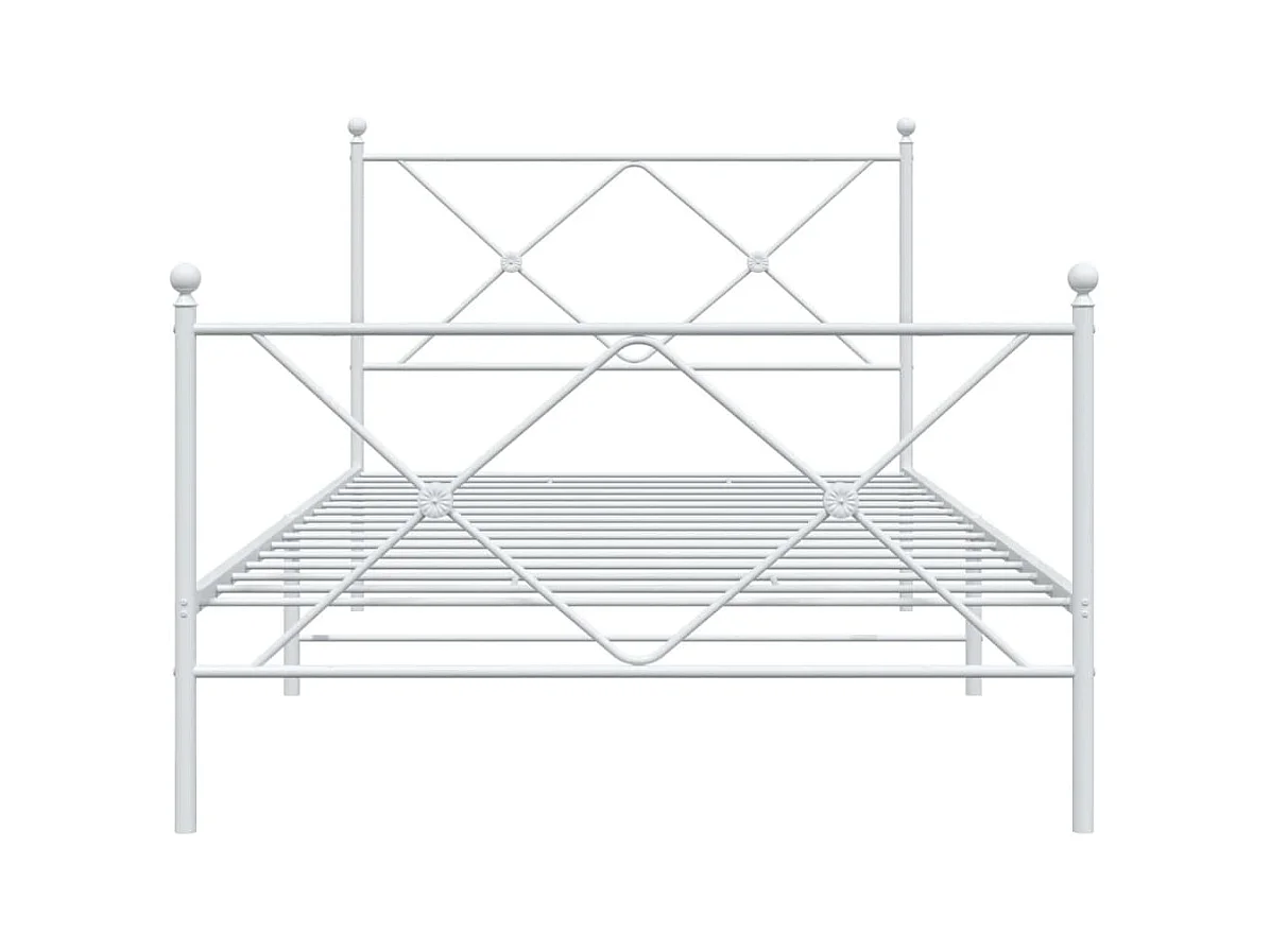 Bettgestell mit Kopf- und Fußteil Metall Weiß 107x203 cm