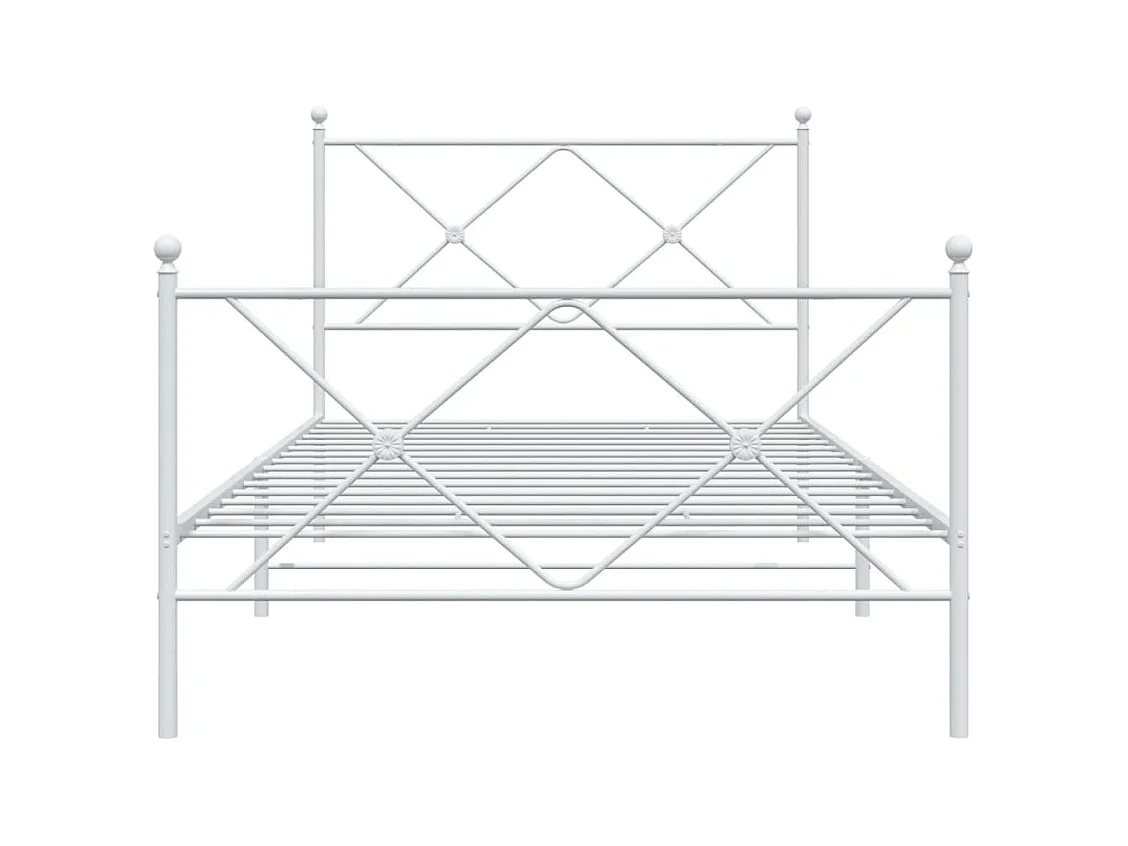 Bettgestell mit Kopf- und Fußteil Metall Weiß 107x203 cm