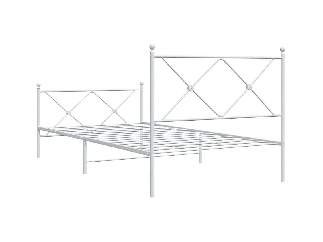 Bettgestell mit Kopf- und Fußteil Metall Weiß 107x203 cm