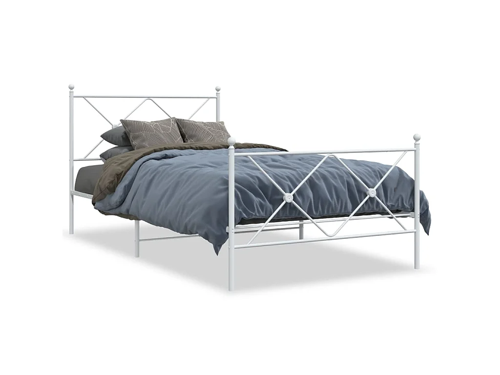 Bedframe met hoofd- en voeteneinde metaal wit 107x203 cm