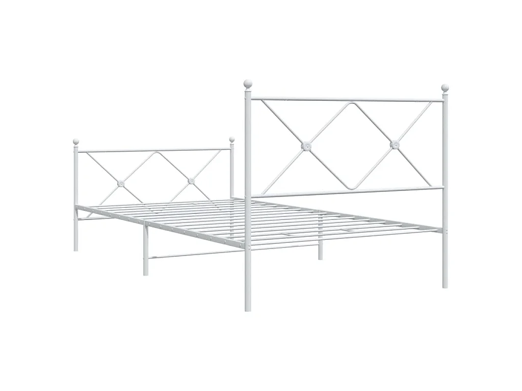 Bedframe met hoofd- en voeteneinde metaal wit 107x203 cm