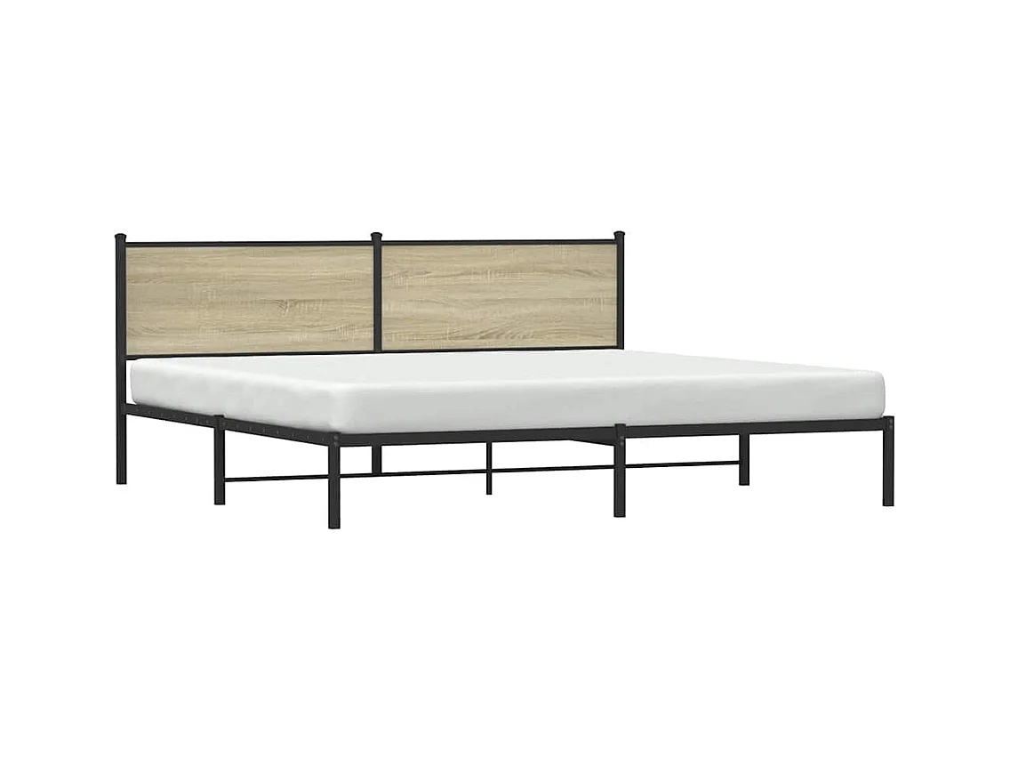 Cadre de lit en métal sans matelas chêne sonoma 193x203 cm