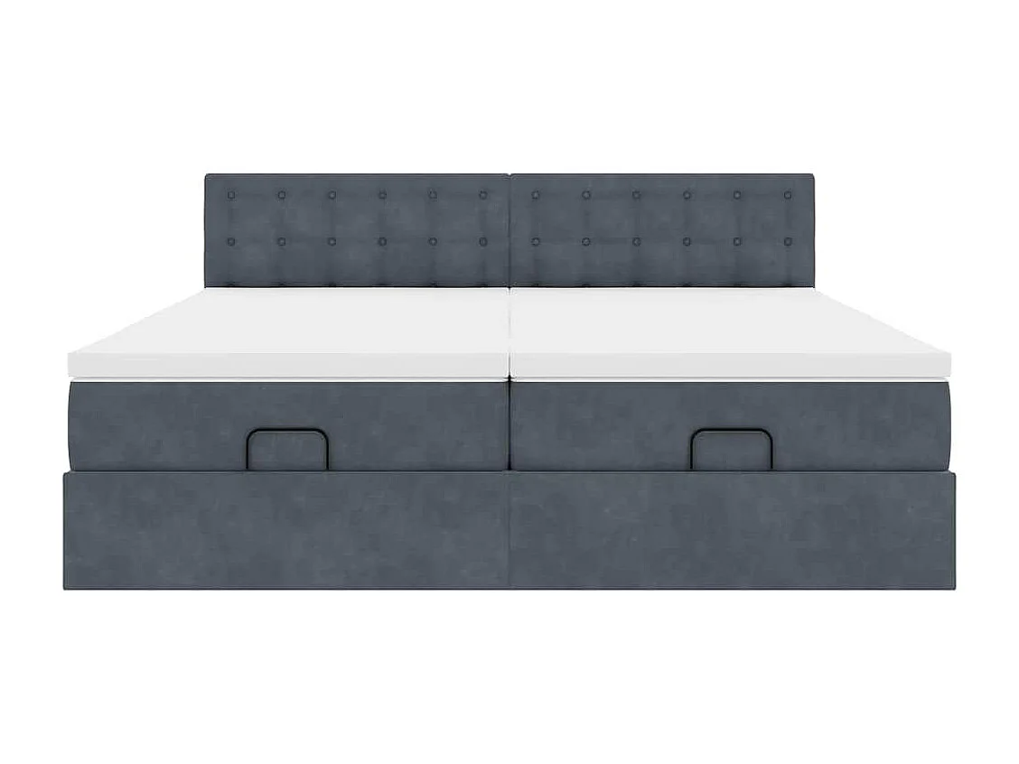 Cadre de lit ottoman avec matelas gris foncé 200x200 cm velours