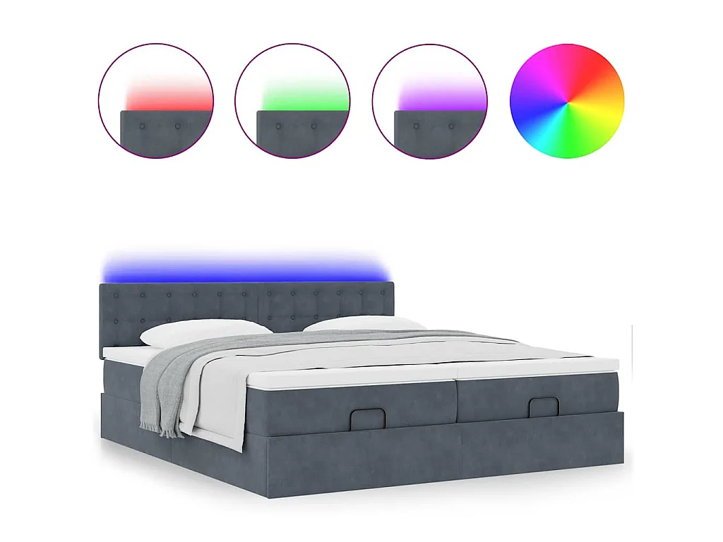 moldura de cama otomana  com colchão cinza escuro veludo