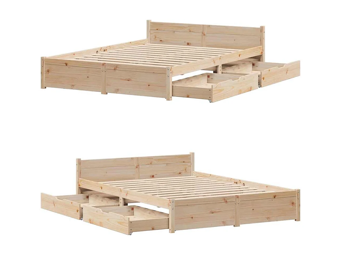 Estructura de cama sin colchón madera de pino blanco 150x200 cm