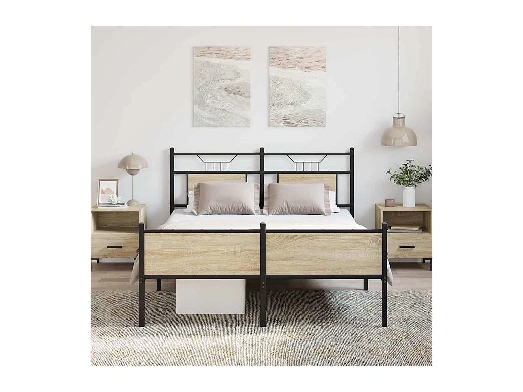 Cadre de lit sans matelas chêne sonoma 150x200 cm