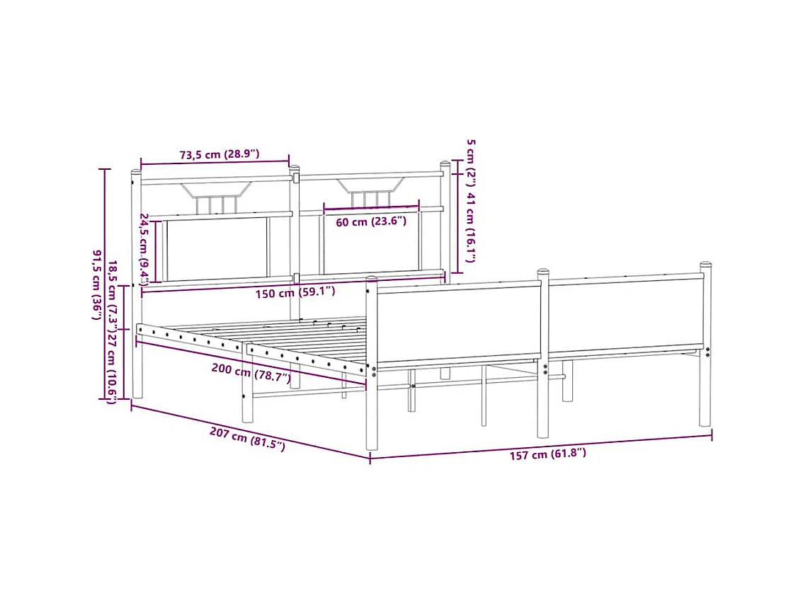 Bedframe zonder matras hout sonoma eikenkleurig 150x200 cm
