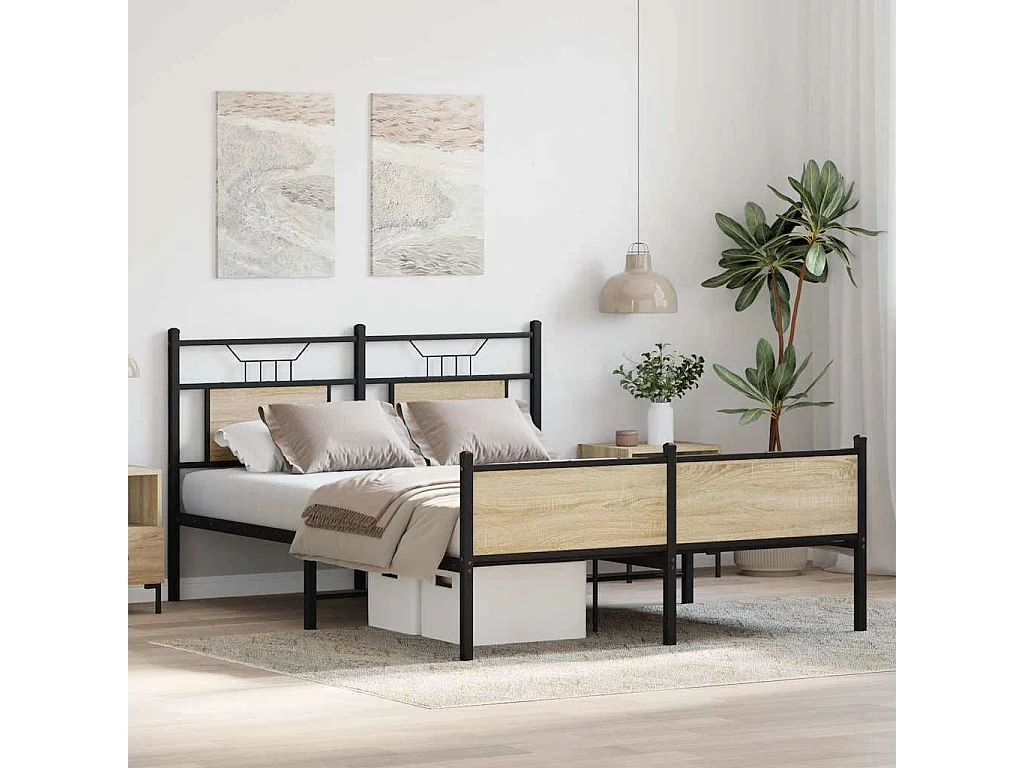 Cadre de lit sans matelas chêne sonoma 150x200 cm