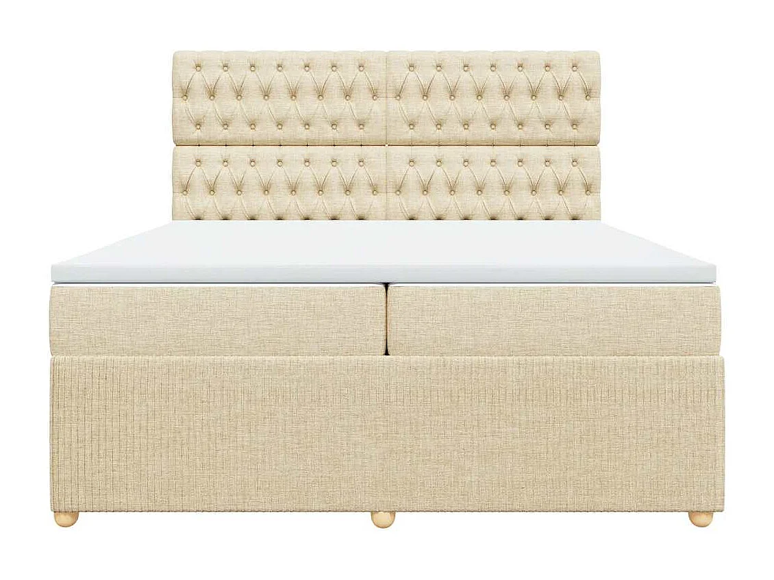 Sommier à lattes de lit avec matelas Crème 200x200 cm Tissu