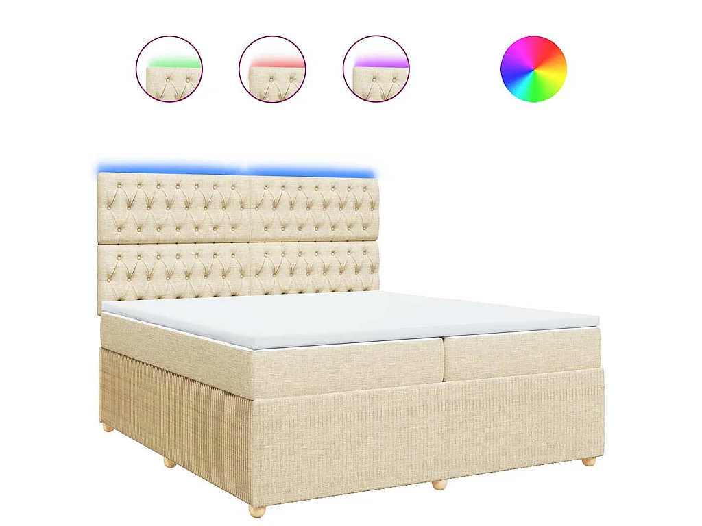 Sommier à lattes de lit avec matelas Crème 200x200 cm Tissu