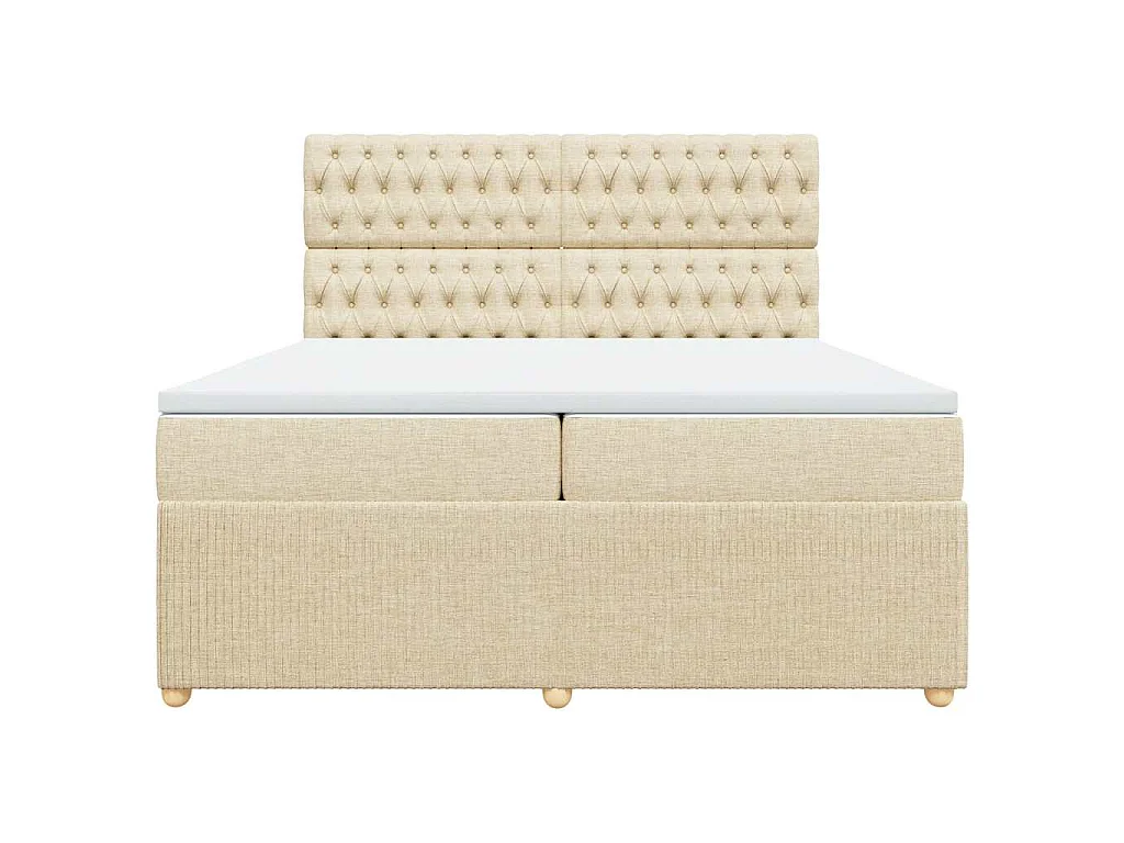 Sommier à lattes de lit avec matelas Crème 200x200 cm Tissu