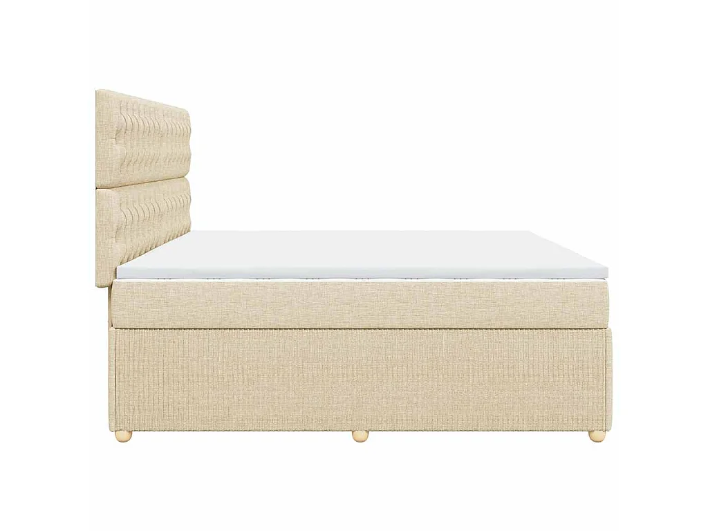 Sommier à lattes de lit avec matelas Crème 200x200 cm Tissu