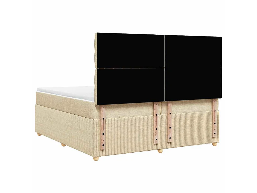 Sommier à lattes de lit avec matelas Crème 200x200 cm Tissu