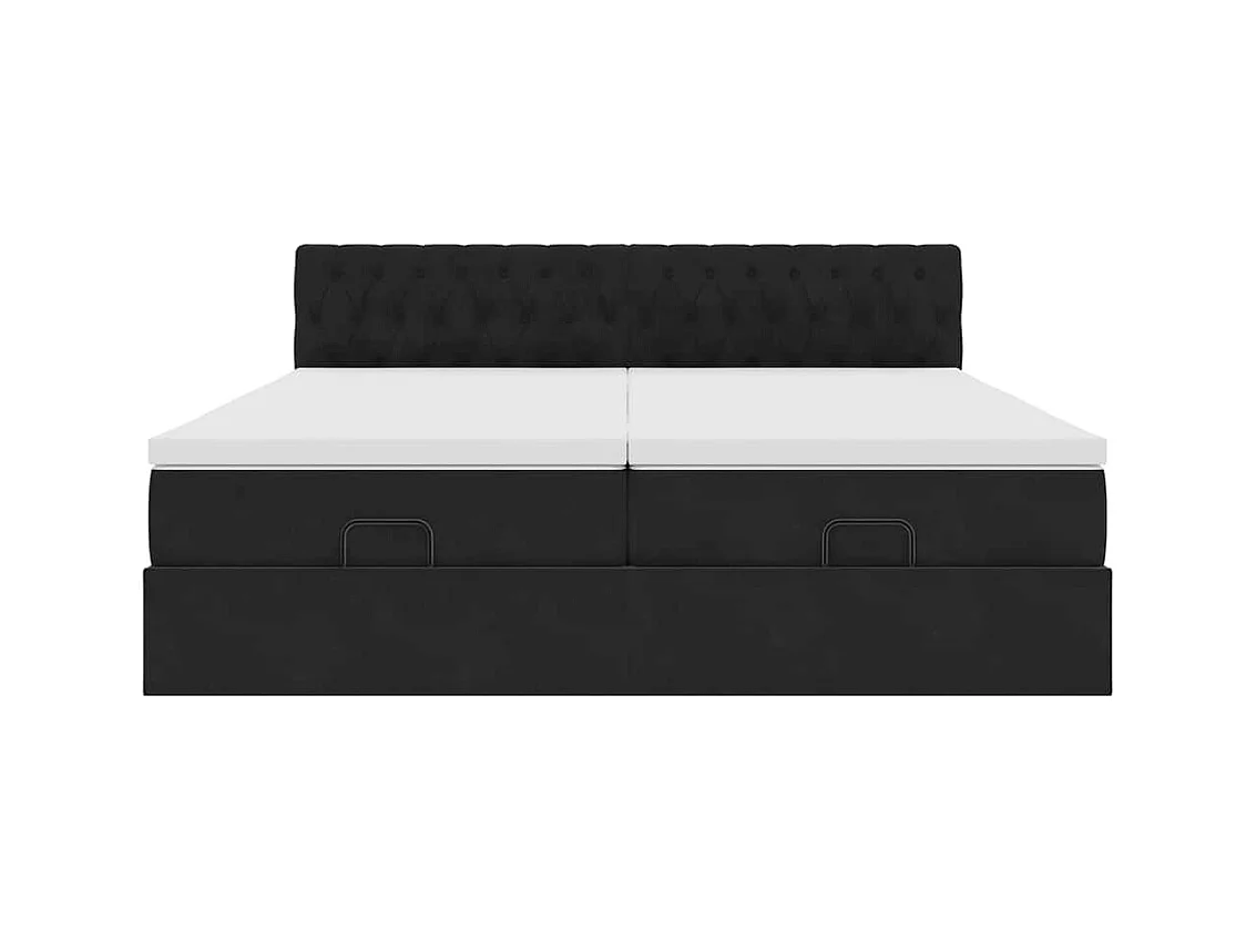 Ottoman-Bett mit Matratzen Schwarz 200x200 cm Samt