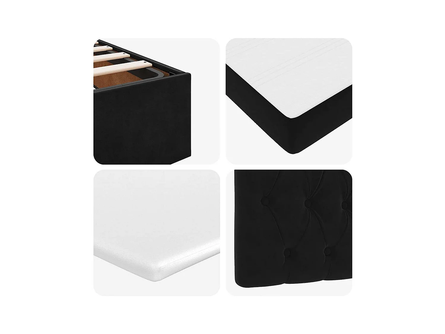 Ottoman-Bett mit Matratzen Schwarz 200x200 cm Samt