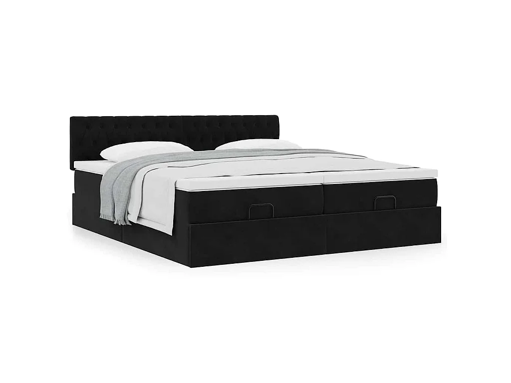 Ottoman bed met matrassen 200x200cm fluweel zwart