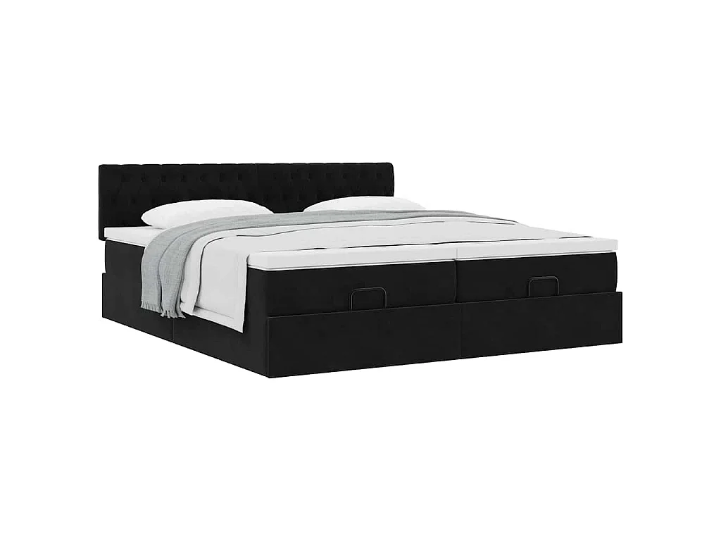 Ottoman bed met matrassen 200x200cm fluweel zwart