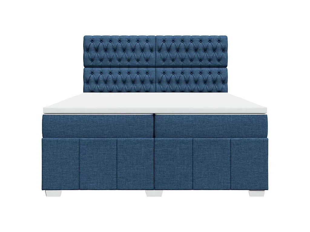 Sommier à lattes de lit avec matelas Bleu 200x200 cm Tissu