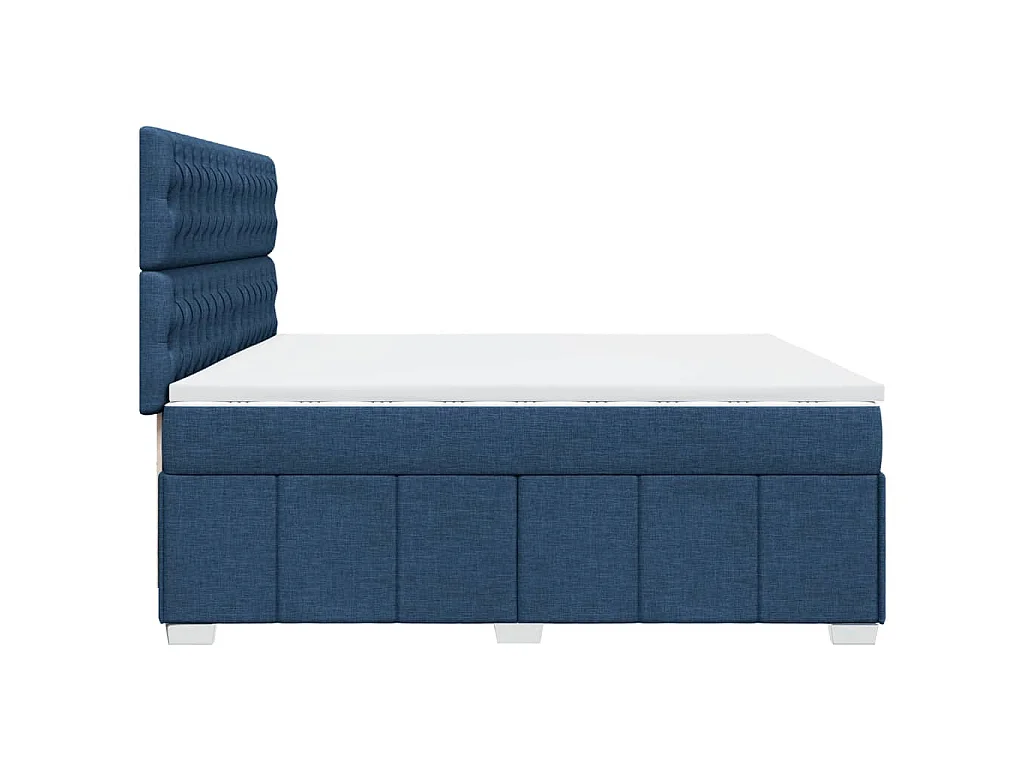 Sommier à lattes de lit avec matelas Bleu 200x200 cm Tissu