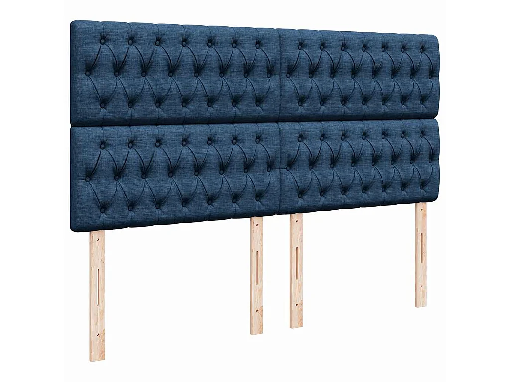 Sommier à lattes de lit avec matelas Bleu 200x200 cm Tissu