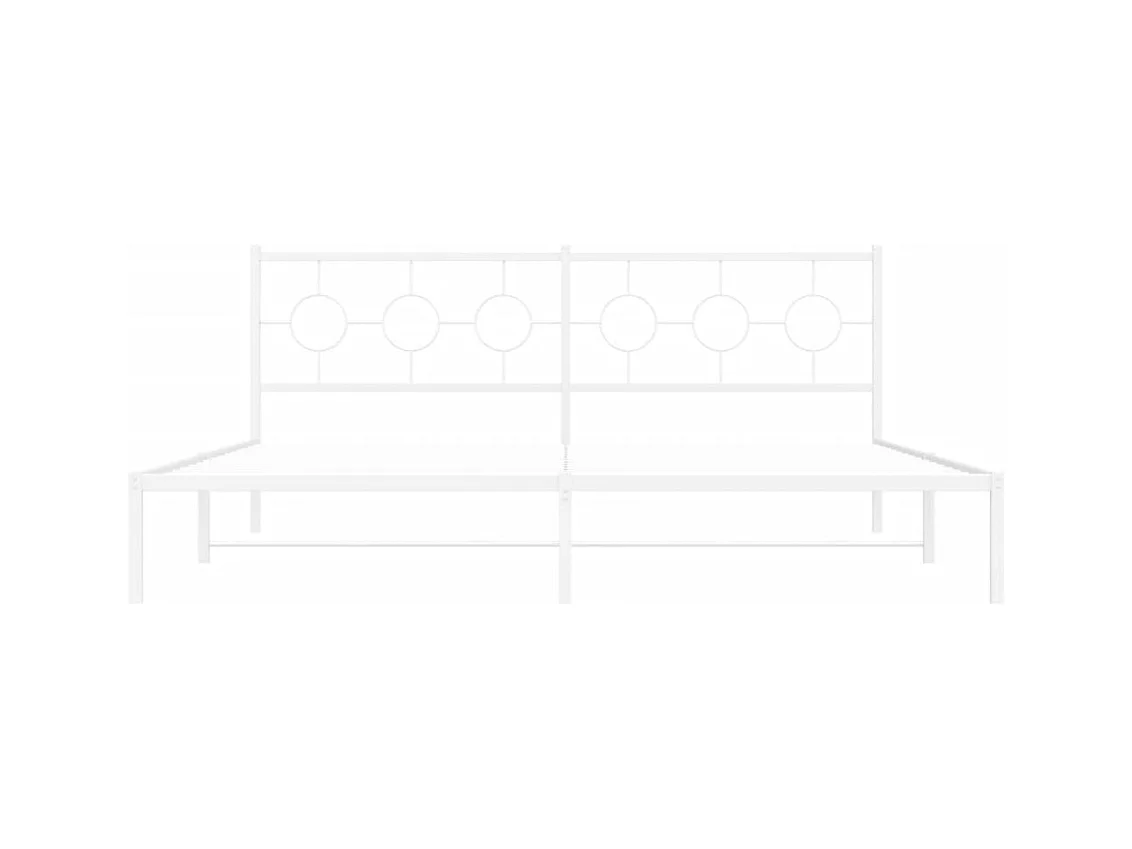 Cadre de lit métal sans matelas et tête de lit blanc 193x203 cm