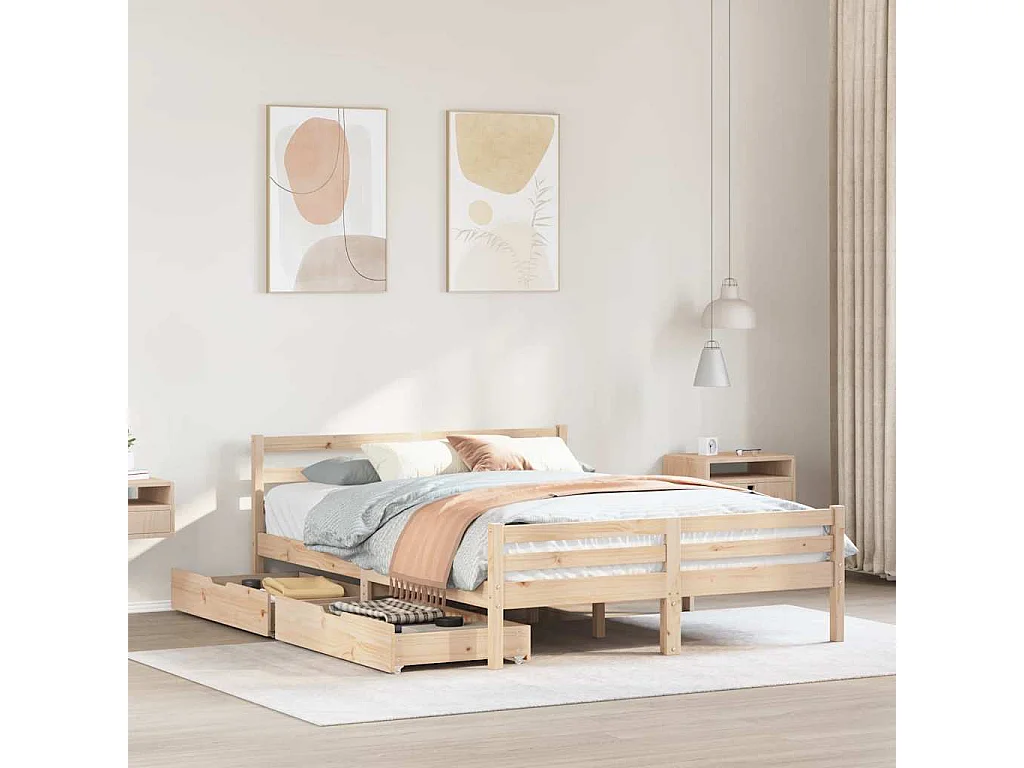 Cadre de lit sans matelas 150x200 cm bois de pin massif