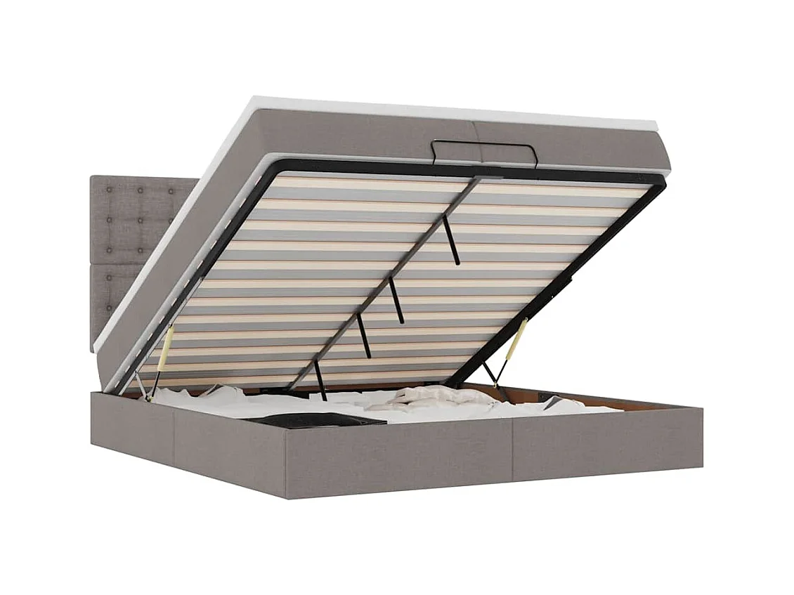 Cadre de lit ottoman avec matelas taupe 200x200cm tissu