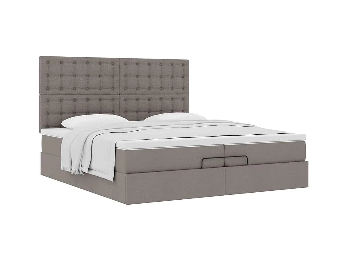Cadre de lit ottoman avec matelas taupe 200x200cm tissu