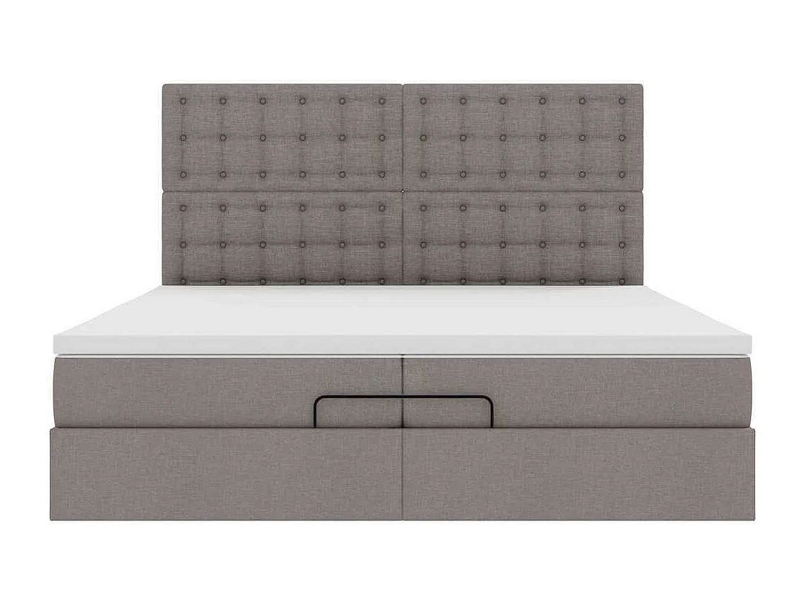Cadre de lit ottoman avec matelas taupe 200x200cm tissu