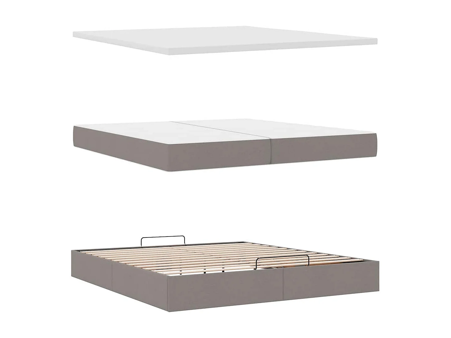 Cadre de lit ottoman avec matelas taupe 200x200cm tissu