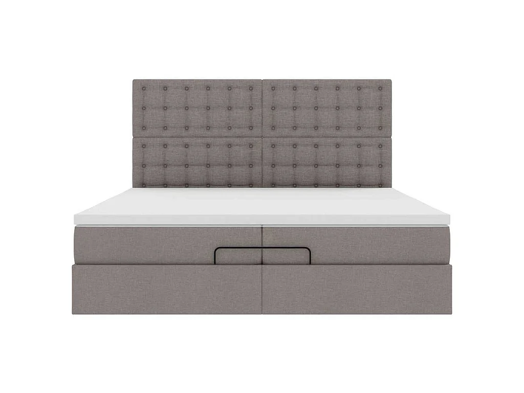 Struttura Letto Pouf con Materassi Tortora 200x200 cm Tessuto