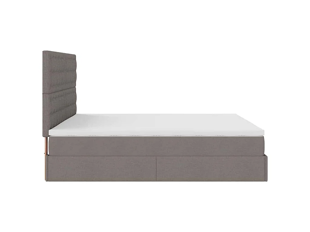 Struttura Letto Pouf con Materassi Tortora 200x200 cm Tessuto
