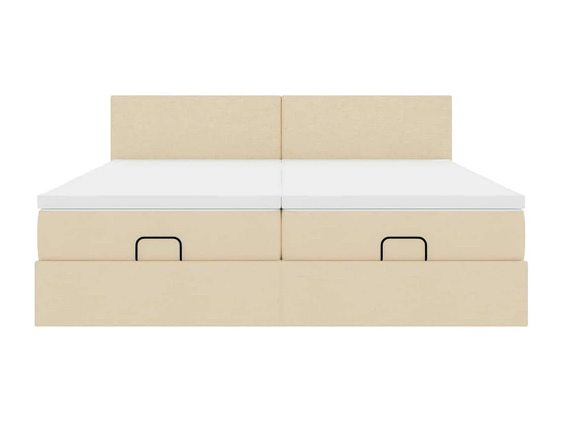 Ottoman-Bett mit Matratzen Creme 200x200 cm Stoff