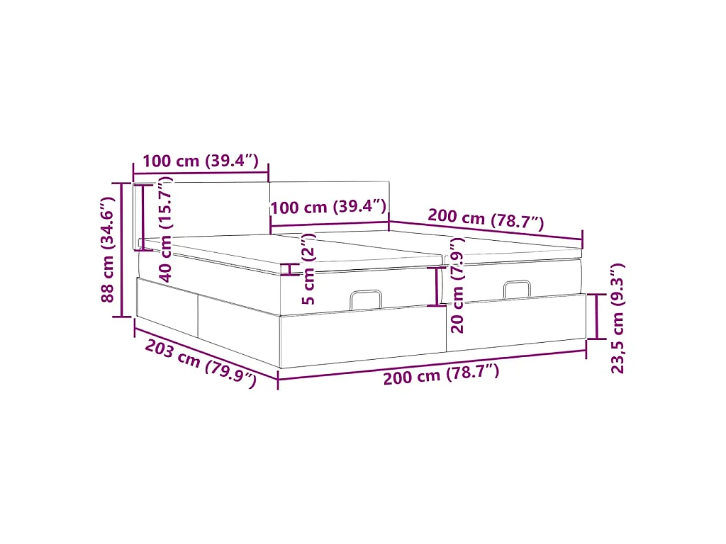Ottoman-Bett mit Matratzen Creme 200x200 cm Stoff