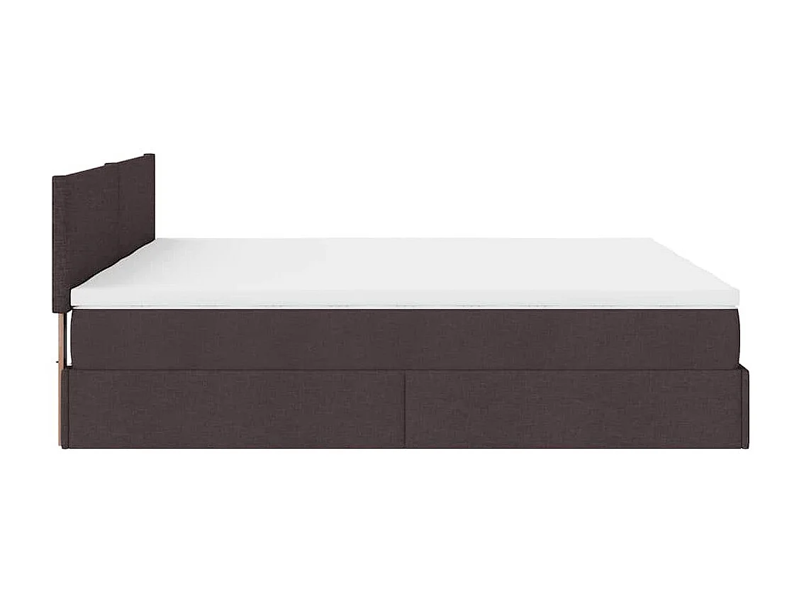 Cadre de lit ottoman avec matelas marron foncé 200x200 cm tissu