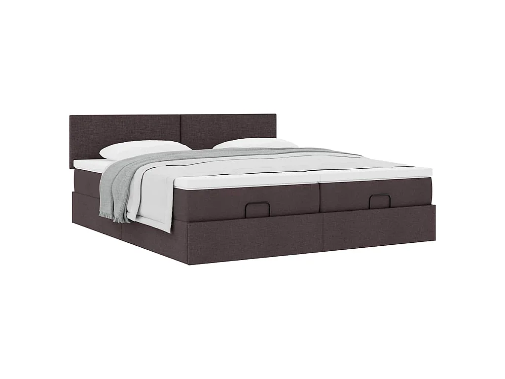 Ottoman-Bett mit Matratzen Dunkelbraun 200x200 cm Stoff