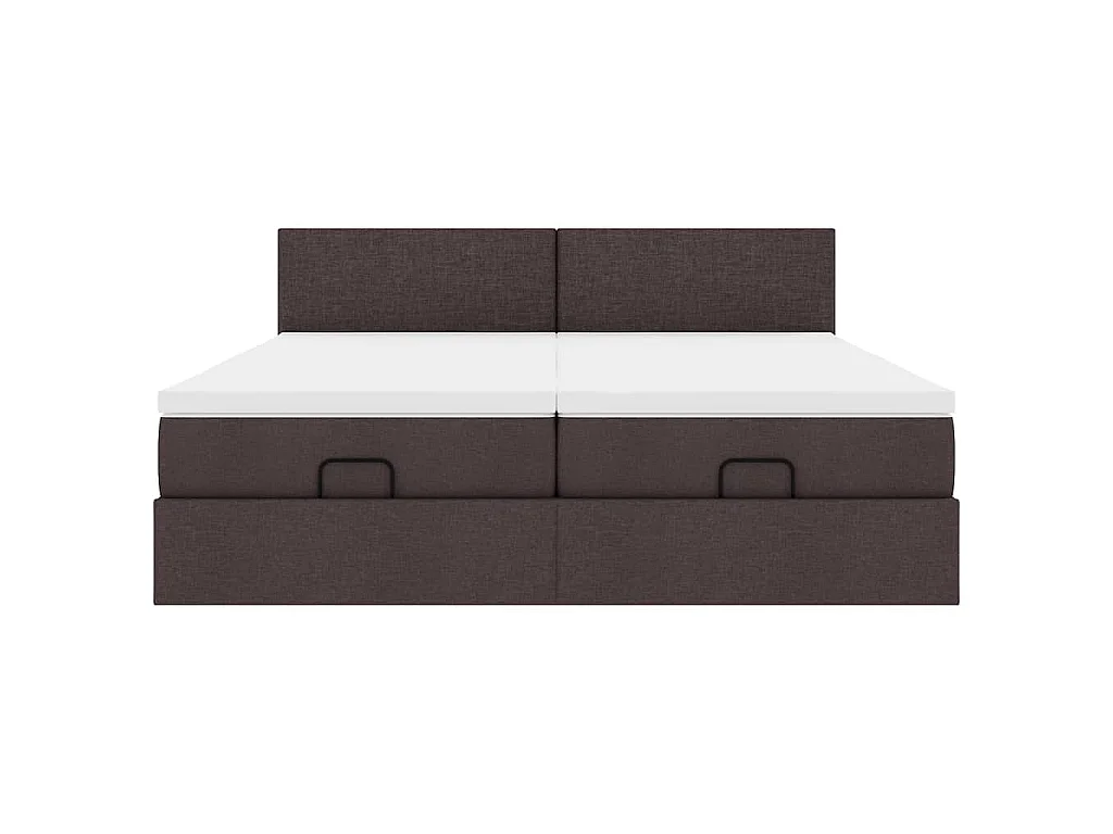 Ottoman-Bett mit Matratzen Dunkelbraun 200x200 cm Stoff