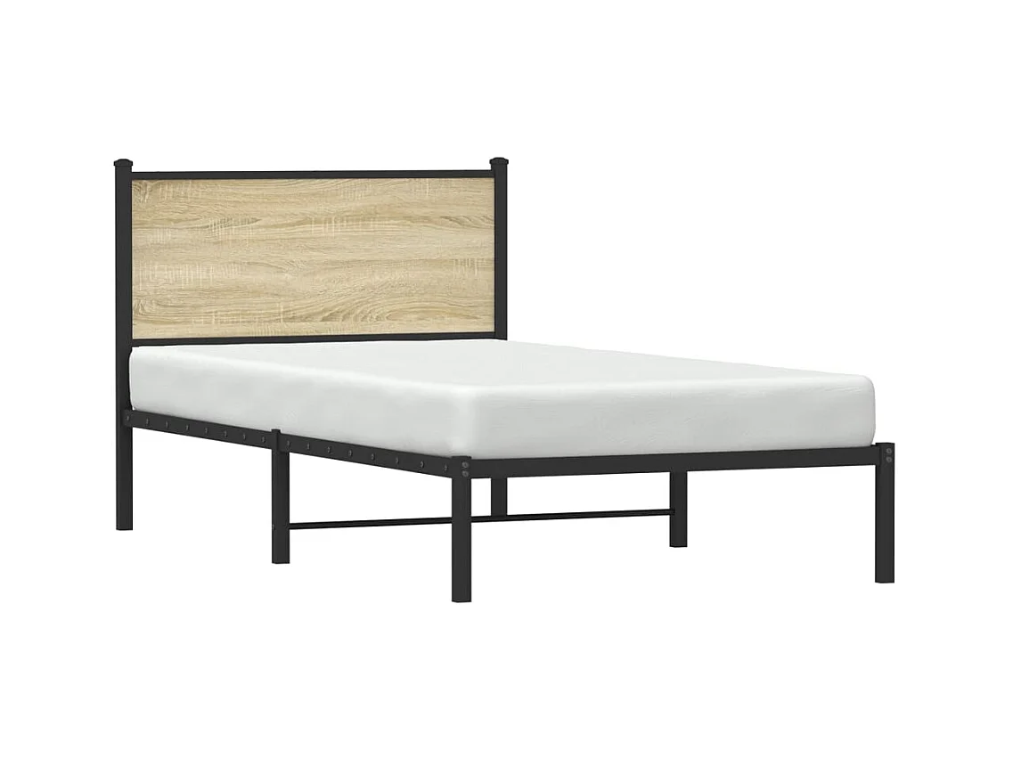 Estructura de cama sin colchón metal roble Sonoma 107x203 cm
